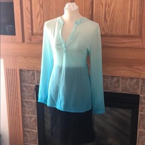 Incredible sheer Banana Republic tunic top blue L